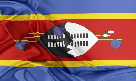 Swaziland Flag. Flag with a beautiful glossy silk texture.の写真素材