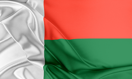 Madagascar Flag. Flag with a beautiful glossy silk texture.の写真素材