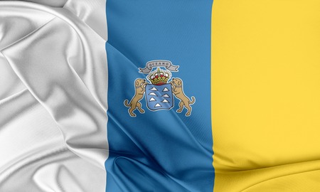 Canary Islands Flag. Flag with a beautiful glossy silk texture.の写真素材