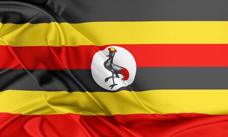 Uganda Flag. Flag with a beautiful glossy silk texture.の写真素材