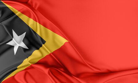 East Timor Flag. Flag with a beautiful glossy silk texture.の写真素材