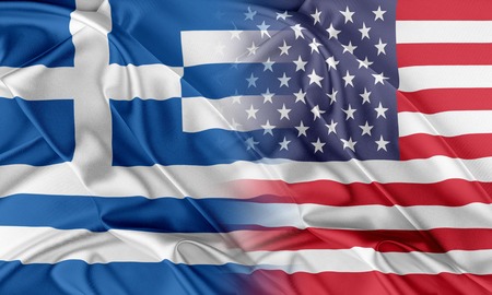 Relations between two countries. USA and Greeceの写真素材
