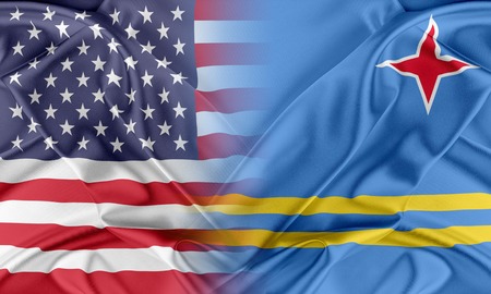 Relations between two countries. USA and Arubaの写真素材