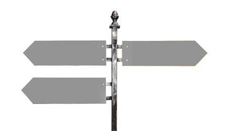 Blank road sign isolated on a white background.の写真素材