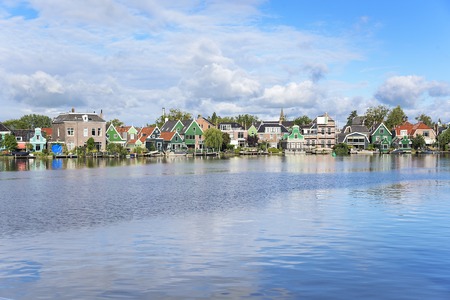 Zaanse Schans. Picturesque view of a Dutch village located at the river.の写真素材