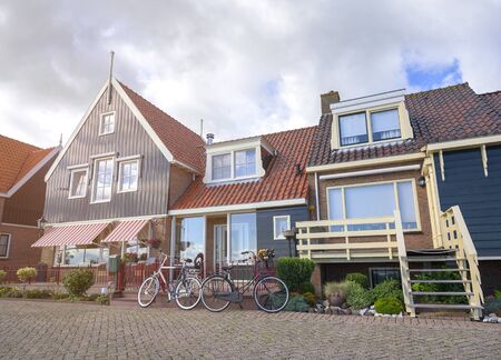 Colored houses of  Volendam, a picturesque village in the Netherlands.の写真素材