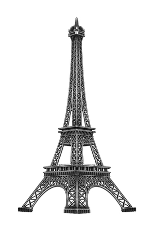 Eiffel tower isolated on white background. High-quality model.の写真素材