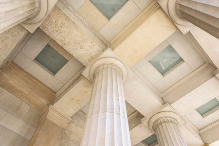 Set above the columns of the old palace in detail.
