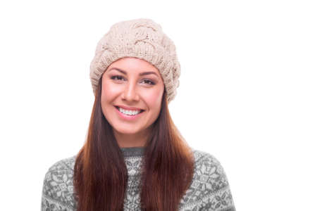 Beautiful young woman. Isolated on white background.の写真素材