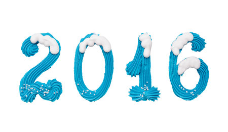 2016 New Year. Figures in the form of a cookie isolated on white.