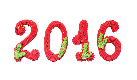 2016 New Year. Figures in the form of a cookie isolated on white.