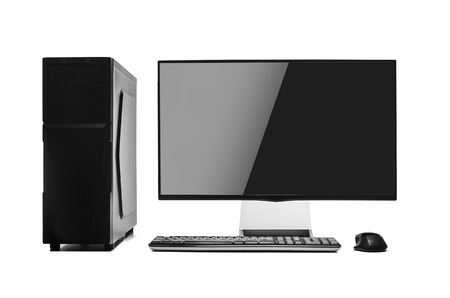 Desktop computer isolated on a white background.の写真素材