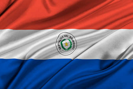 Flag of Paraguay waving in the wind.の写真素材