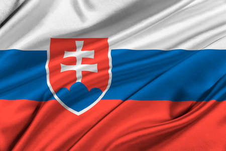 Flag of Slovakia waving in the wind.の写真素材