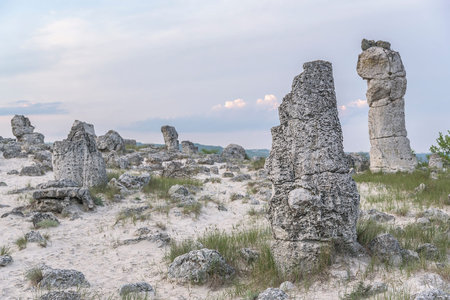 Ancient stone pillars of unknown origin. Bulgaria.の写真素材