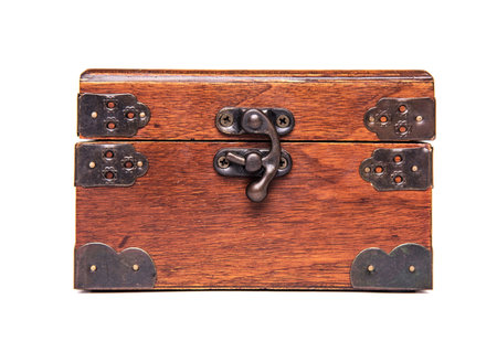 Old ancient chest isolated on white background.の写真素材