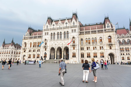 BUDAPEST, SEPTEMBER 17: Building of the Hungarian Parliament on September 17, 2016 in Budapest, Hungary. Building of the Hungarian Parliament is one of the most beautiful architectural structures in Europe.のeditorial素材