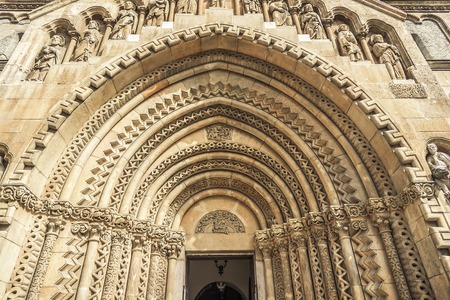 Arch of entrance to a gothic church.の写真素材