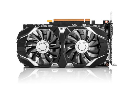 Graphics card isolated on white background.