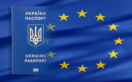 Visa-free regime between Ukraine and the European Union - concept.の写真素材