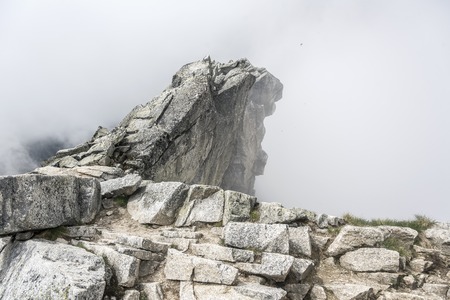 The top of the rocky mountain peak.の写真素材