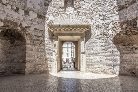 Ancient buildings on the streets of Split in Croatia.のeditorial素材