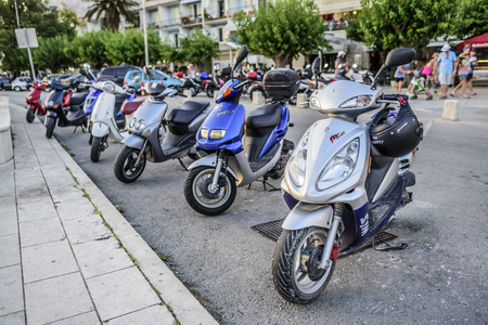 Mopeds in the city parking.のeditorial素材