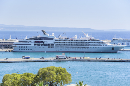 Cruise ship in the port of Split in Croatia.のeditorial素材