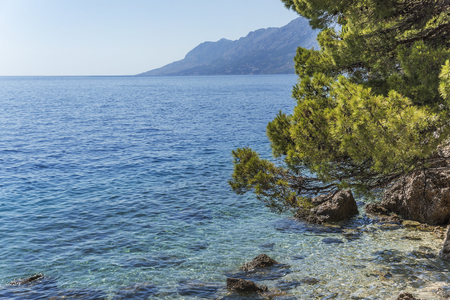Beach in Brela on Makarska Riviera. Croatia.の写真素材