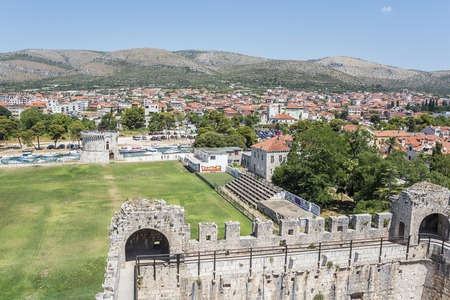 TROGIR, CROATIA - JULY 12, 2017: View of the town from the fortress of the city of Trogir.のeditorial素材