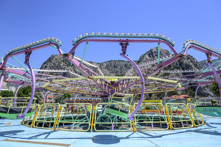OMIS, CROATIA - 7 JULY, 2017 Colorful carousel in attraction parkのeditorial素材