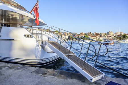 Boats on the pier in the resort town of Zadar, Croatia.のeditorial素材