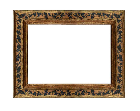Old picture frame isolated on white background.の写真素材
