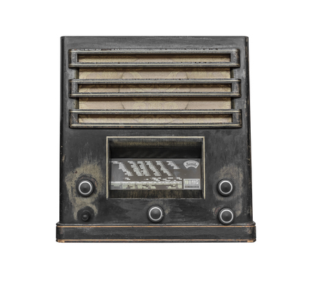 Old radio isolated on white background.の写真素材