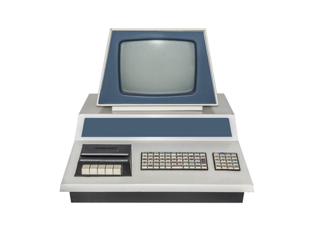 Old computer isolated on white background.の写真素材