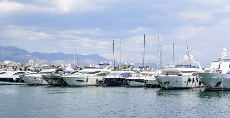 Boats on the pier in the resort town of Split, Croatia.のeditorial素材