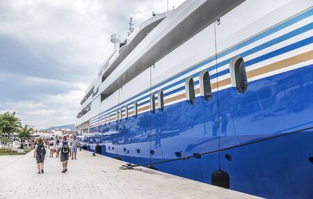 Cruise ship on the pier in the resort town of Split, Croatia.のeditorial素材