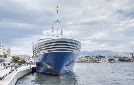 Ship on the pier in the resort town of Split, Croatia.のeditorial素材