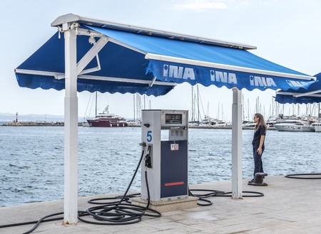 Boat petrol station in Split, Croatia.のeditorial素材