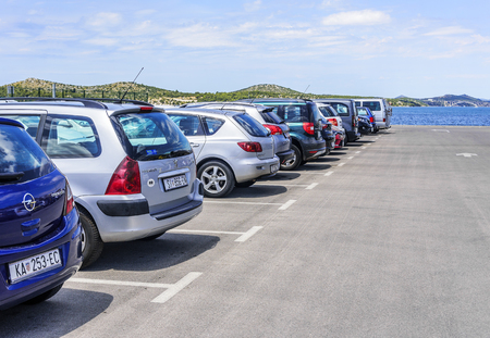 Parking in the resort town of Sibenik, Croatia.のeditorial素材