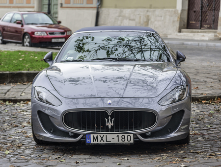 Maserati Granturismo Parked on the streets of Budapest.のeditorial素材