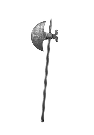 Ancient halberd or war ax on a white background.の写真素材