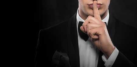 Man gesturing silent.の写真素材