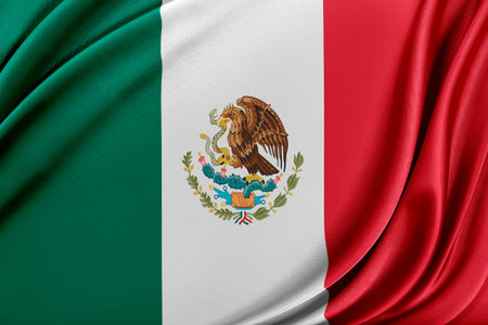 Mexico flag with a glossy silk texture.