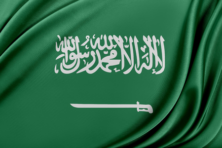 Saudi Arabia flag. Flag with a beautiful glossy silk texture.の写真素材