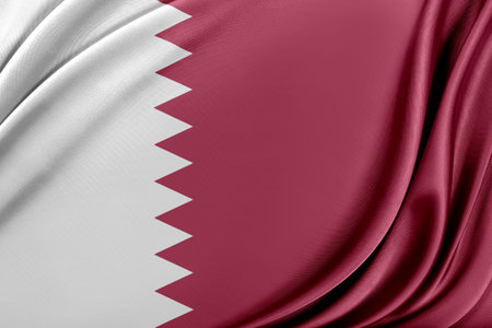 Qatar flag. Flag with a beautiful glossy silk texture.の写真素材