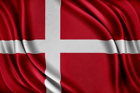 Denmark flag. Flag with a glossy silk texture.の写真素材