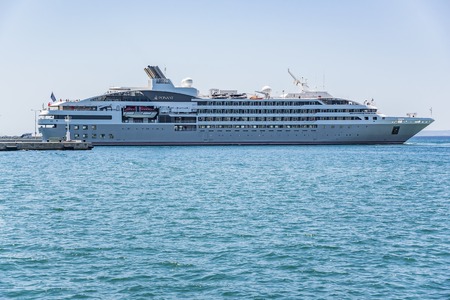 Cruise ship in the port of Split in Croatia.のeditorial素材