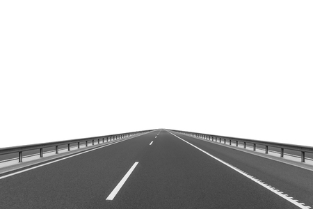 Asphalt road isolated on white background.の写真素材