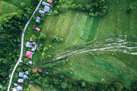 Photo of the countryside from the height of the drone's flight. Aerial photography.の写真素材